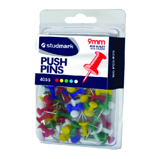 CHINCHE COLOR SOLIDO (PUSH PINS) 100PZS