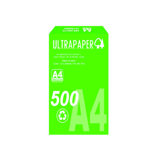 Papel multiproposito ultrapaper 20lb-75g. Tamaño A4. (210mmx279mm) (94% blanco)