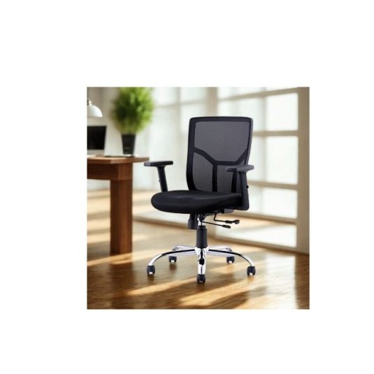 Silla secretaria con brazo ajustable, malla