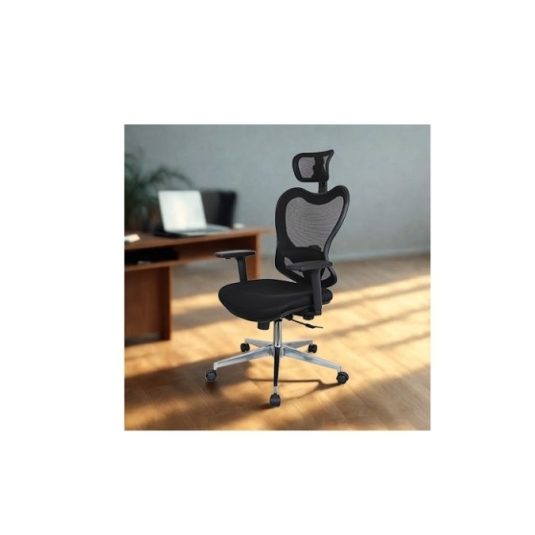 Silla ejecutiva con brazo y cabezal ajustable, malla