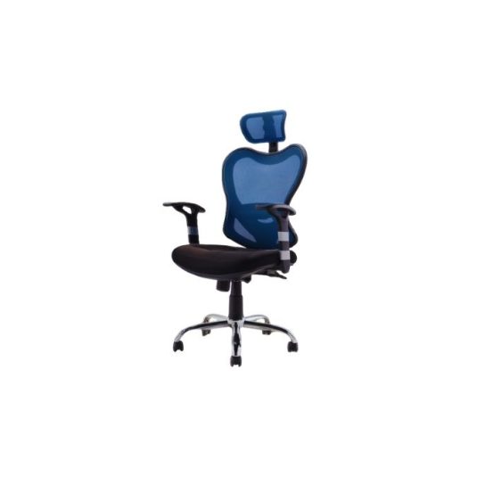 Silla ejecutiva con brazo fijo y cabezal ajustable, malla