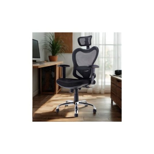silla ejecutiva con brazo y cabezal ajustable, malla