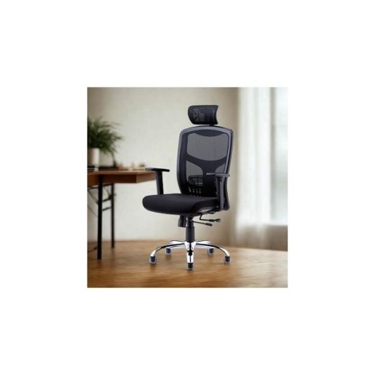 silla ejecutiva con brazo y cabezal ajustable, malla
