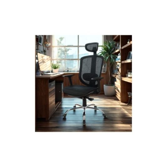 Silla ejecutiva con brazo y cabezal ajustable, malla