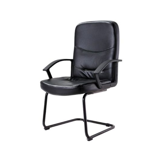 silla de visita con brazo, base trineo, cuerina