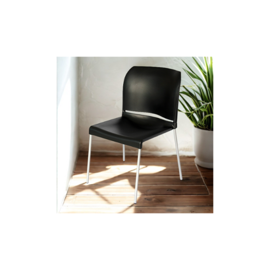 silla apilable, metal y plástico