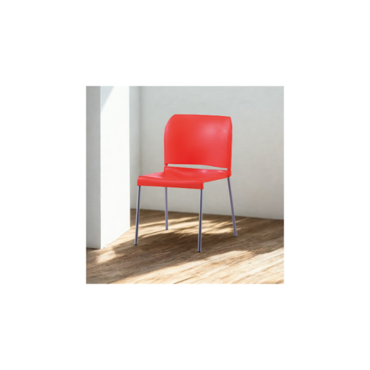 silla apilable, metal y plástico