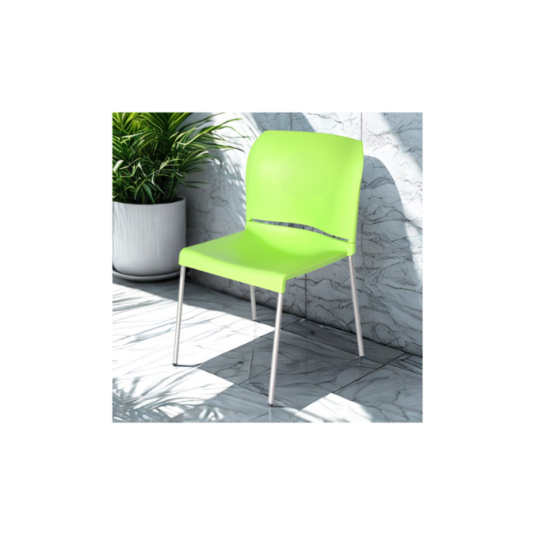 silla apilable, metal y plástico