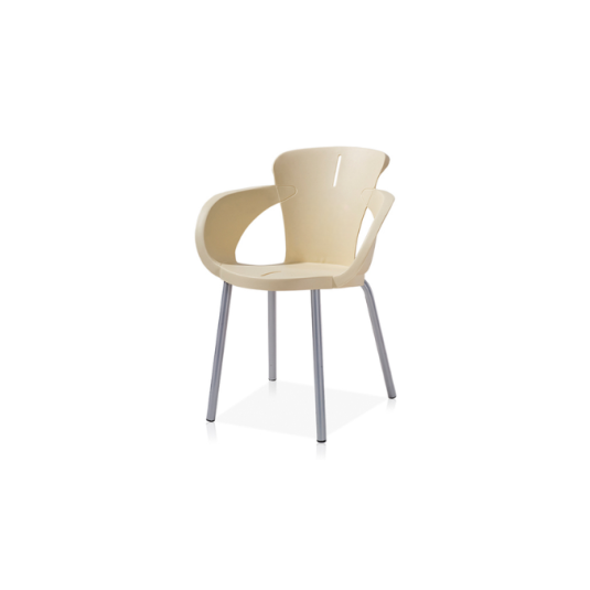 silla apilable, metal y plástico