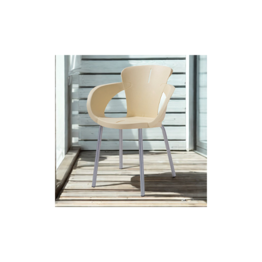 silla apilable, metal y plástico