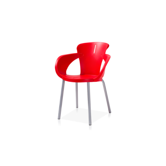 silla apilable, metal y plástico