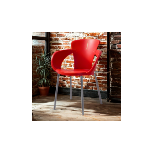 silla apilable, metal y plástico