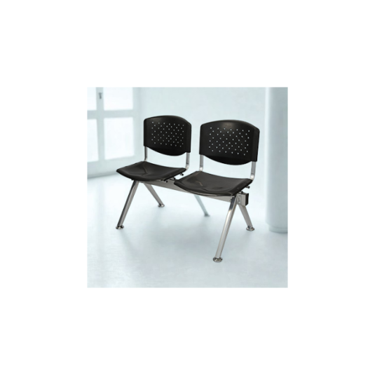 Silla tandem, 2 puestos, metal y plástico