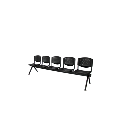 Silla tandem, 5 puestos, metal y plástico