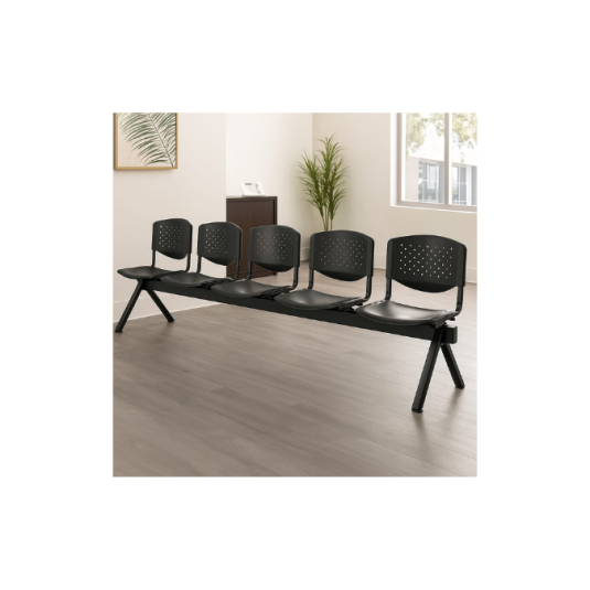 Silla tandem, 5 puestos, metal y plástico