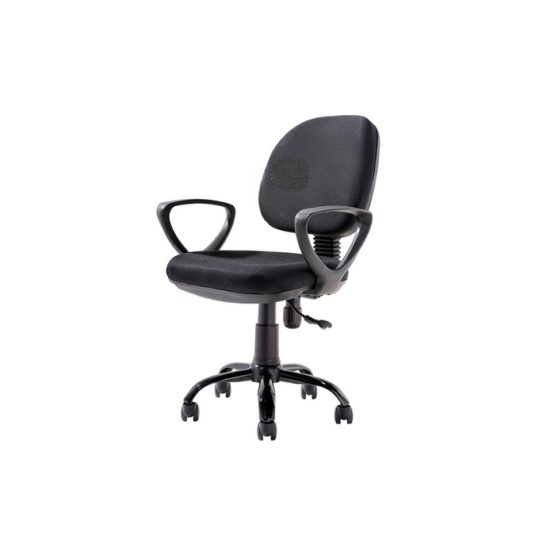 Silla secretaria con brazo fijo, tela color negro