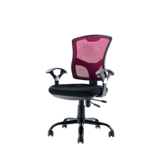 Silla secretaria con brazo fijo, malla rosado