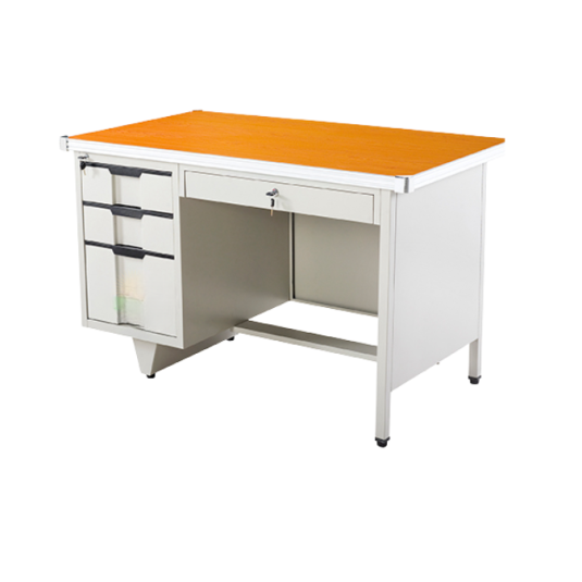 Escritorio ejecutivo, 4 gavetas, metal y sobre melaminico