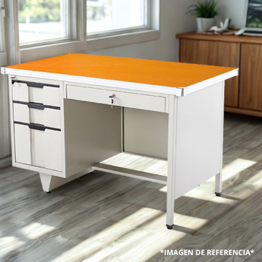 ESCRITORIO DE METAL DE 4 GAVETAS 120W x 60D x 75H cm.