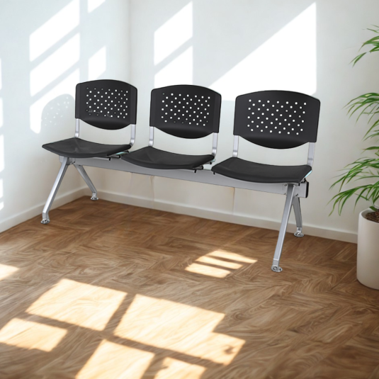 Silla Tándem 3 Puestos Metal Y Plástico